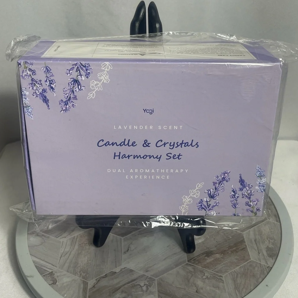 Yogi Lavender Candle & Crystals Harmony Set Soy Aromatherapy Gift Box